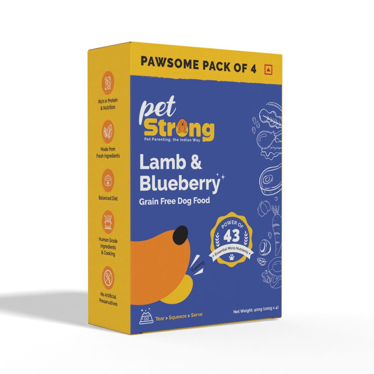 PetStrong Lamb and Blueberry Grain Free Fresh Food for Dogs